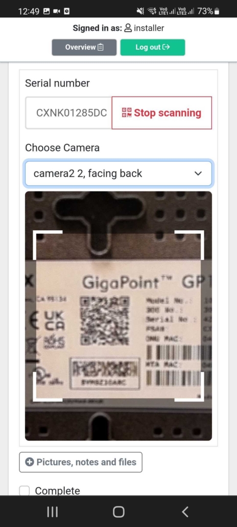 QR Code Scanning for Installation Workflow