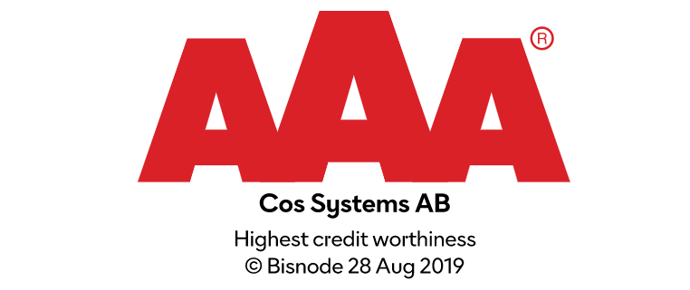 COS Systems AB AAA highest credit worthiness 2019