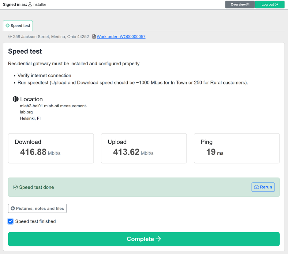 COS Speed Test Diagnostic Tool