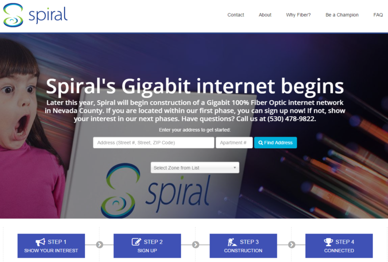 Portal for Internet Registration with Spiral Internet